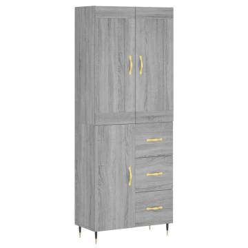 Stylish Highboard Grey Sonoma - Engineered Wood Storage