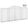 Arched Gabion Baskets - 12 pcs Galvanised Iron Garden Barriers