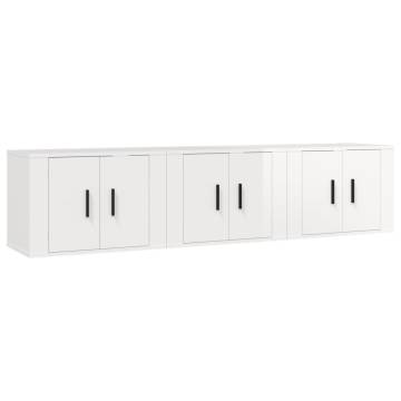 High Gloss White Wall-Mounted TV Cabinets - 3 pcs | Hipo Market