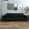 3-Seater Stretch Couch Slipcover - Black Polyester Jersey