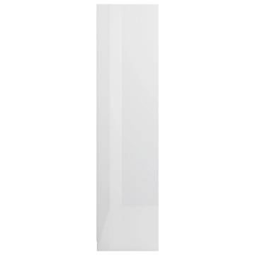 High Gloss White Wardrobe with Drawers - 50x50x200 cm