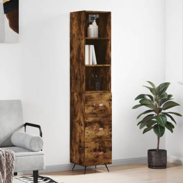 Stylish Highboard in Smoked Oak - 34.5x34x180 cm