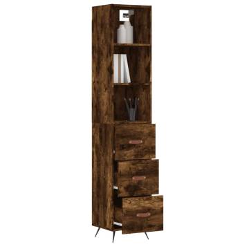 Stylish Highboard in Smoked Oak - 34.5x34x180 cm