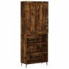 Stylish Highboard in Smoked Oak - Engineered Wood 69.5x34x180 cm