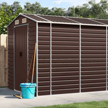 Garden Shed Brown 191x640x198 cm - Durable Galvanised Steel