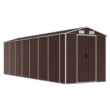 Garden Shed Brown 191x640x198 cm - Durable Galvanised Steel