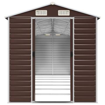 Garden Shed Brown 191x640x198 cm - Durable Galvanised Steel