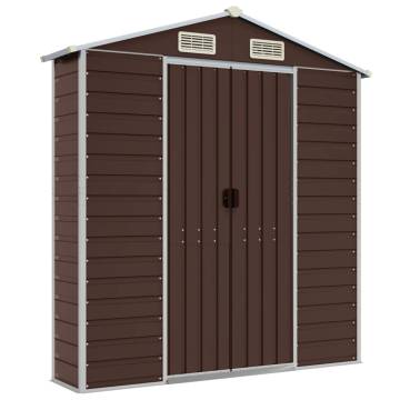 Garden Shed Brown 191x640x198 cm - Durable Galvanised Steel