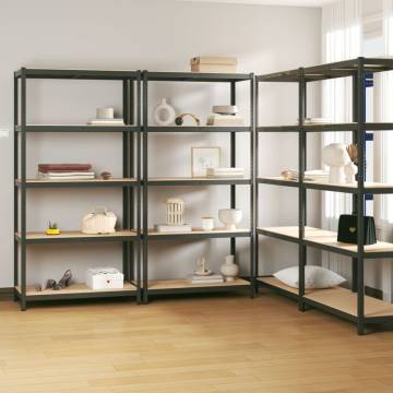 5-Layer Shelves (4 pcs) Anthracite Steel & Engineered Wood