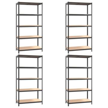 5-Layer Shelves (4 pcs) Anthracite Steel & Engineered Wood