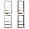 5-Layer Shelves (4 pcs) Anthracite Steel & Engineered Wood