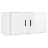 Sleek Wall-mounted TV Cabinets - High Gloss White, 2 pcs