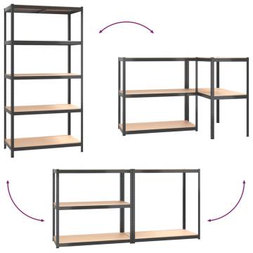 5-Layer Shelves (4 pcs) Anthracite Steel & Engineered Wood