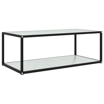 Modern White Coffee Table with Tempered Glass - 100x50x35 cm