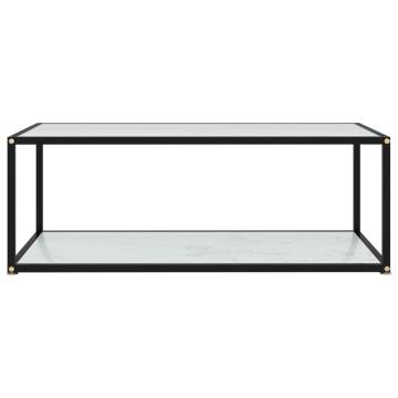 Modern White Coffee Table with Tempered Glass - 100x50x35 cm