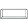 Modern White Coffee Table with Tempered Glass - 100x50x35 cm