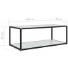 Modern White Coffee Table with Tempered Glass - 100x50x35 cm