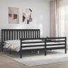 Bed Frame with Headboard Black 200x200 cm Solid Wood Colour black Size 200 x 200 cm 