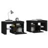 Stylish Black Bedside Cabinets with LED Lights - Set of 2