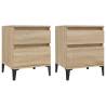 2 Pcs Sonoma Oak Bedside Cabinets - Stylish & Functional