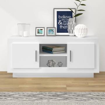 Stylish White TV Cabinet - 102x35x45 cm - Engineered Wood