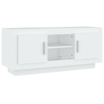 Stylish White TV Cabinet - 102x35x45 cm - Engineered Wood