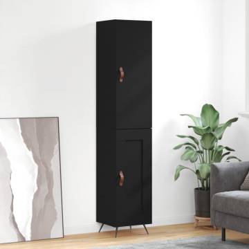 Stylish Highboard Black - 34.5x34x180 cm Engineered Wood