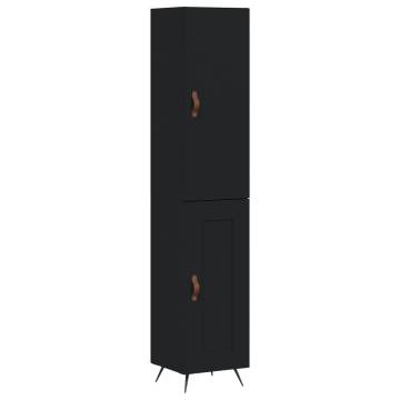 Stylish Highboard Black - 34.5x34x180 cm Engineered Wood