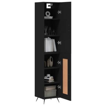 Stylish Highboard Black - 34.5x34x180 cm Engineered Wood