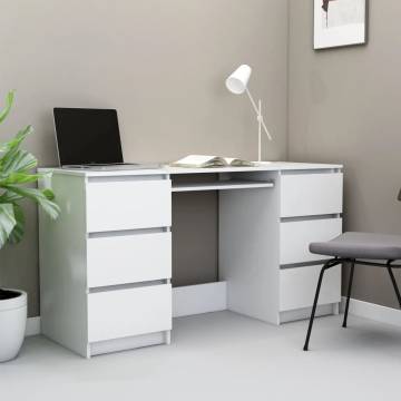 Stylish White Writing Desk 140x50 cm - Durable Engineered Wood