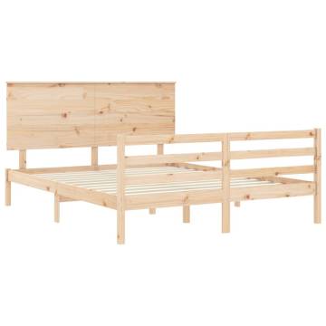 King Size Bed Frame with Headboard | Solid Wood | Hipo Market