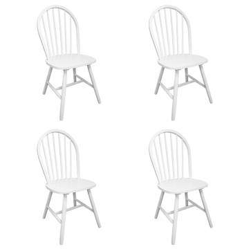 Dining Chairs Set of 4 - White Solid Rubber Wood