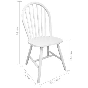 Dining Chairs Set of 4 - White Solid Rubber Wood