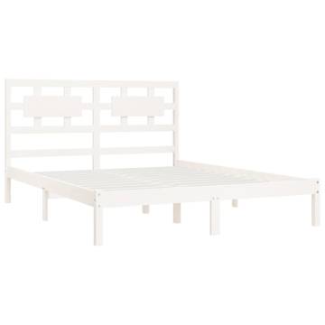 White Solid Wood Pine Bed Frame 160x200 cm - Hipo Market