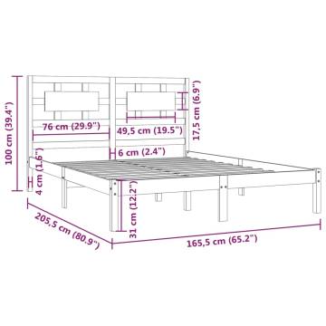 White Solid Wood Pine Bed Frame 160x200 cm - Hipo Market