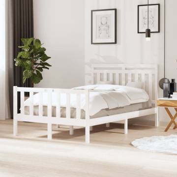 White Solid Wood Bed Frame 120x200 cm | HipoMarket