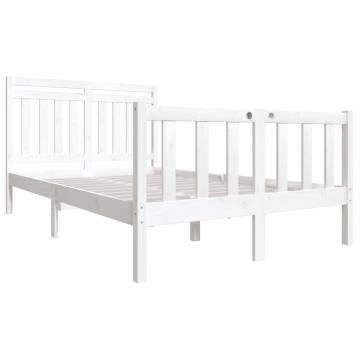 White Solid Wood Bed Frame 120x200 cm | HipoMarket