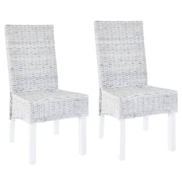 Dining Chairs 2 pcs Light Brown Kubu Rattan & Mango Wood