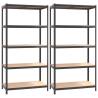 5-Layer Shelves 2 pcs - Sturdy Anthracite Steel & Wood Storage