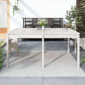 Garden Table White 159.5x82.5cm Solid Pine - Outdoor Furniture