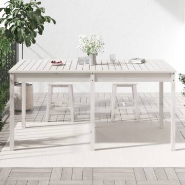 Garden Table White 159.5x82.5cm Solid Pine - Outdoor Furniture