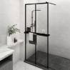 Walk-in Shower Wall with Shelf Black 90x195 cm ESG Glass&Aluminium Colour transparent Size 90 x 195 cm Model 2x2 grids 