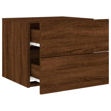 Wall-Mounted Bedside Cabinets with LED Lights - 2 pcs Brown Oak