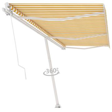 Yellow/White 600x300 cm Freestanding Manual Retractable Awning