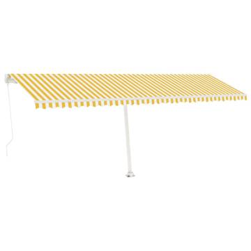 Yellow/White 600x300 cm Freestanding Manual Retractable Awning