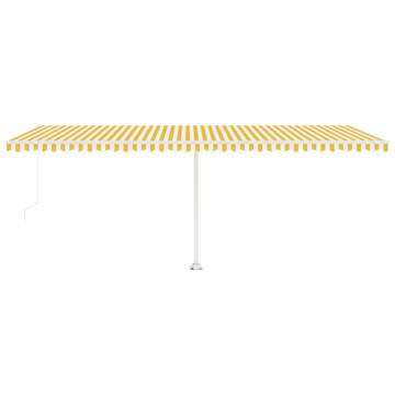 Yellow/White 600x300 cm Freestanding Manual Retractable Awning