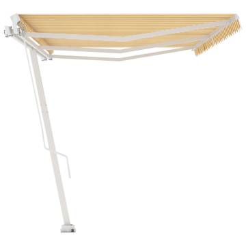 Yellow/White 600x300 cm Freestanding Manual Retractable Awning