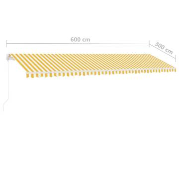 Yellow/White 600x300 cm Freestanding Manual Retractable Awning