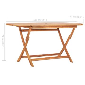 Folding Garden Table 160x80 cm - Solid Teak Wood | HipoMarket