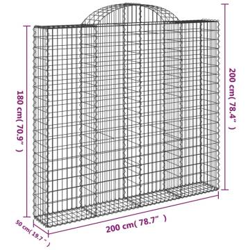 Arched Gabion Baskets - 11 pcs Galvanised Iron for Garden